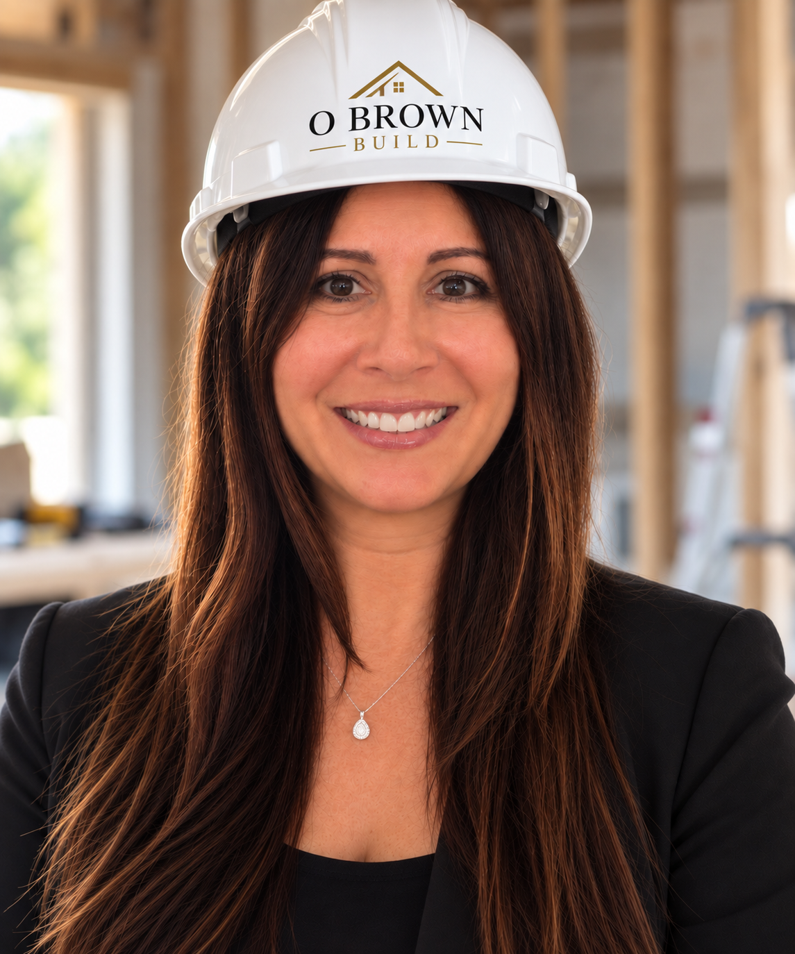 Olga Brown, founder of O Brown Consulting, at a residential construction site